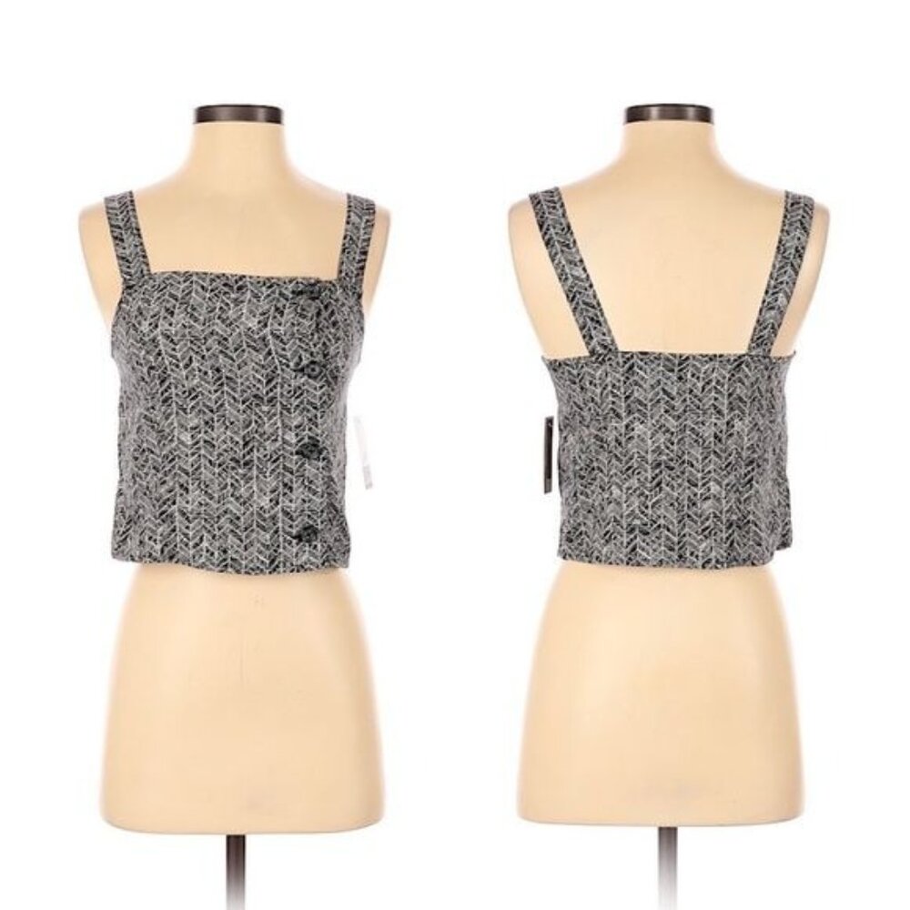 BP. Side Button Tank Size XXS Geometric Print Sleeveless Black White New